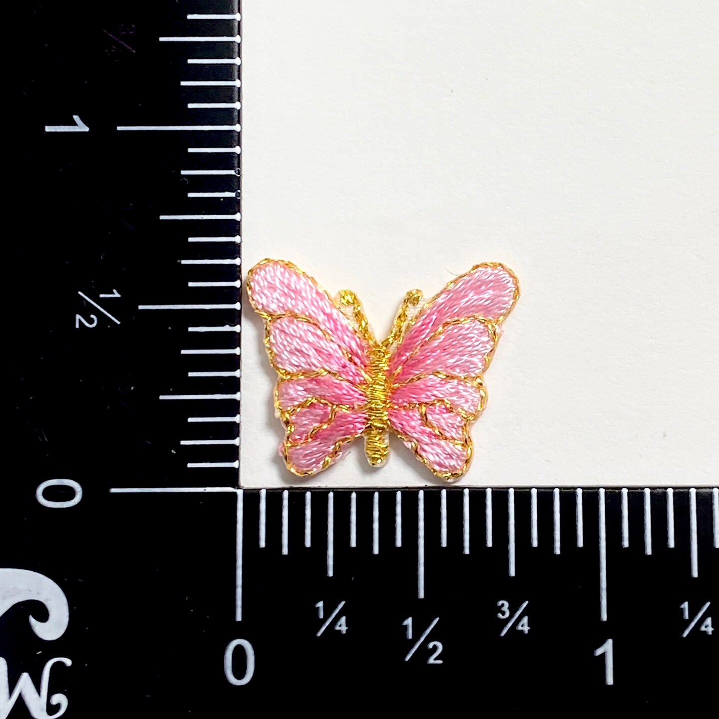 Set of 3, Mini Pink and Gold Butterfly Embroidered, Iron on Patch