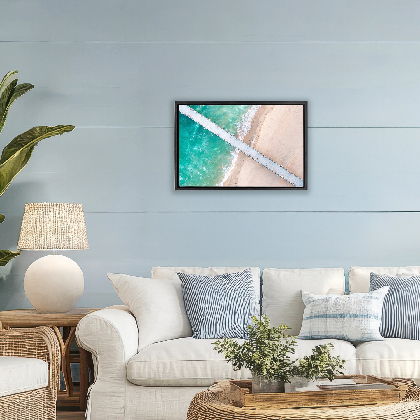 Stupell Industries Aerial View Pier Beach Floating Frame, design by Jeff Poe Photography