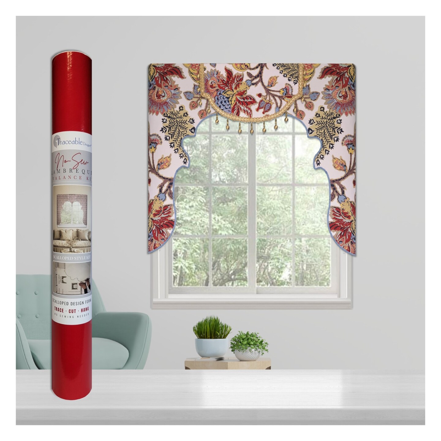 Ornate Lambrequin Valance Kit – Make Perfectly Shaped Scalloped Window Treatments Without Sewing