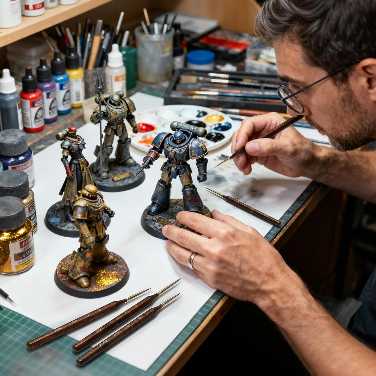 Artify Detail Paint Brush Set, 10-Sizes Fine Paint Brushes for Detail, Model & Craft, Miniature Paint Brushes, No-Splitting Synthetic Synthetic Bristle, for Watercolors, Oil, Acrylics