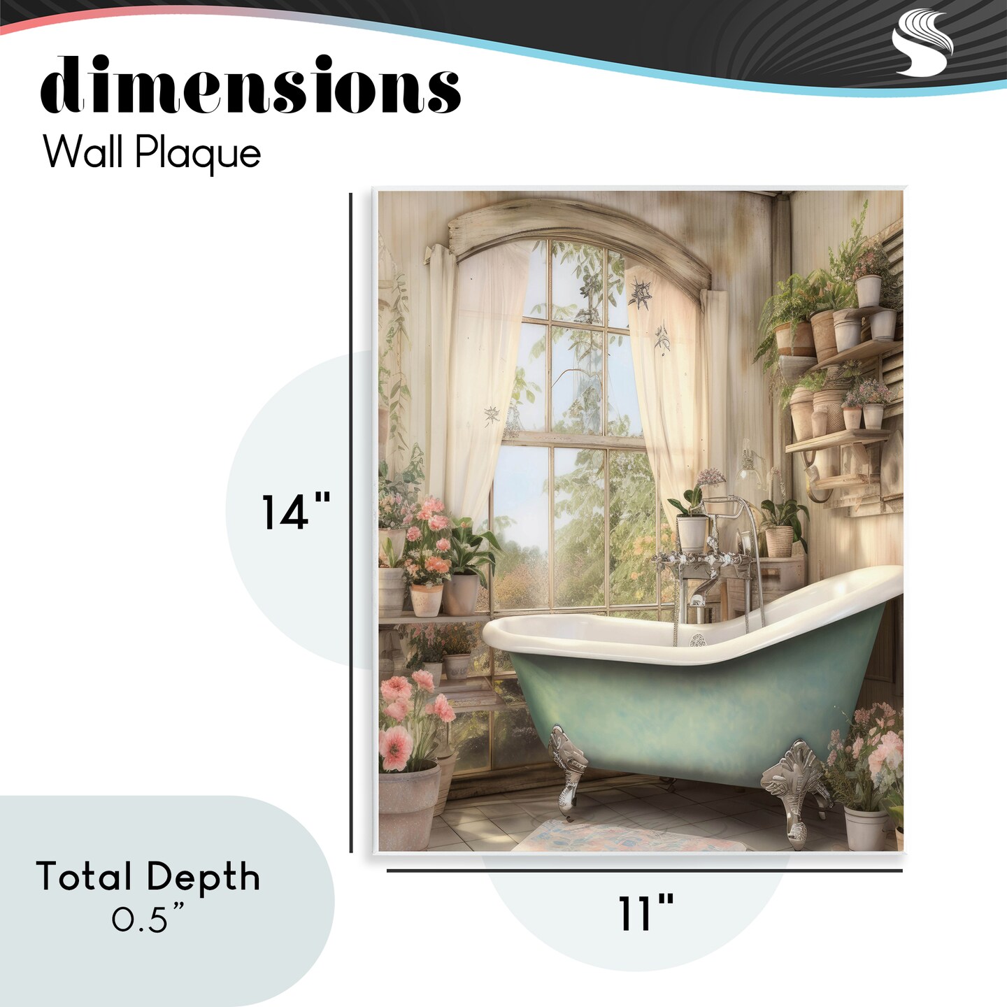 Stupell Industries Bathroom with Floral Filled Shelves Wall Plaque, design by Lettered and Lined