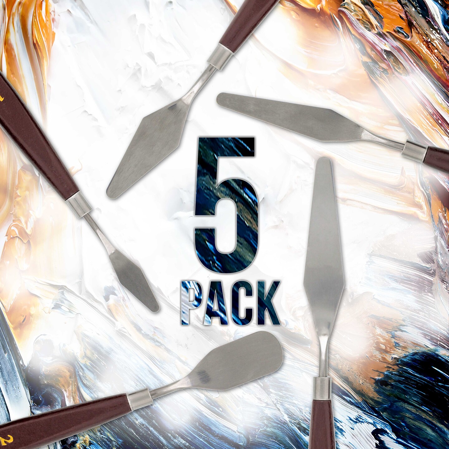 5-Piece Stainless Steel Palette Knife Set for Acrylic Painting - Paint Spatula Tools for Oil, Canvas Art - Painting Knives for Mixing, Texturing - Pallet Knives for Art &#x26; Cake