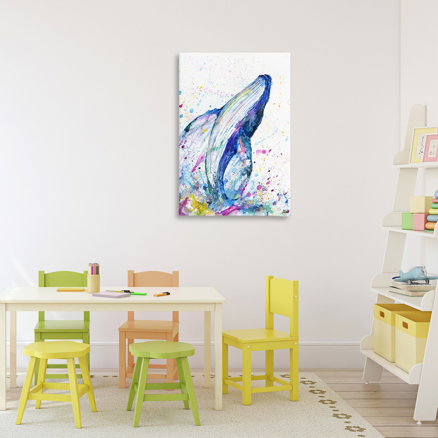 Stupell Industries Breech Whale with Splatter Canvas, design by Marc Allante