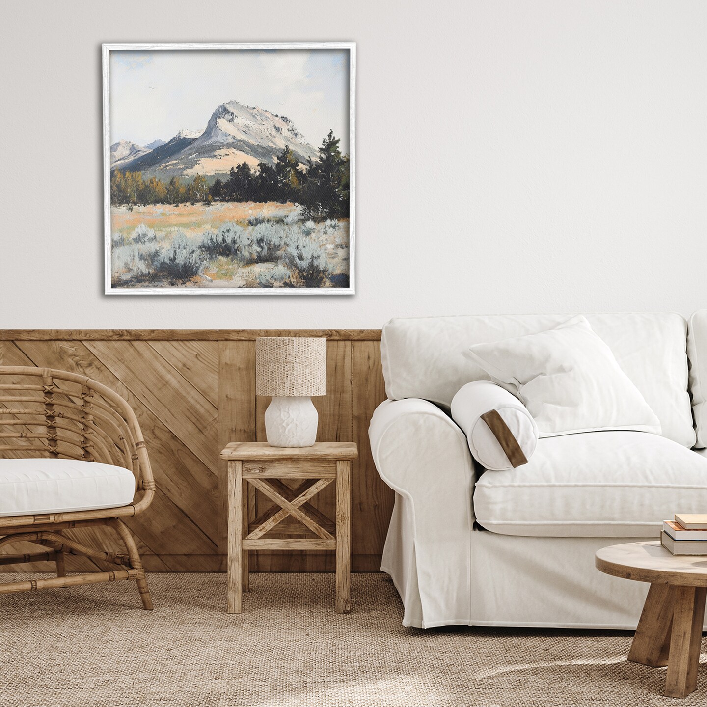 Stupell Industries Desert Mountains and Forest Landscape Framed Giclee, design by Petal Prints Design