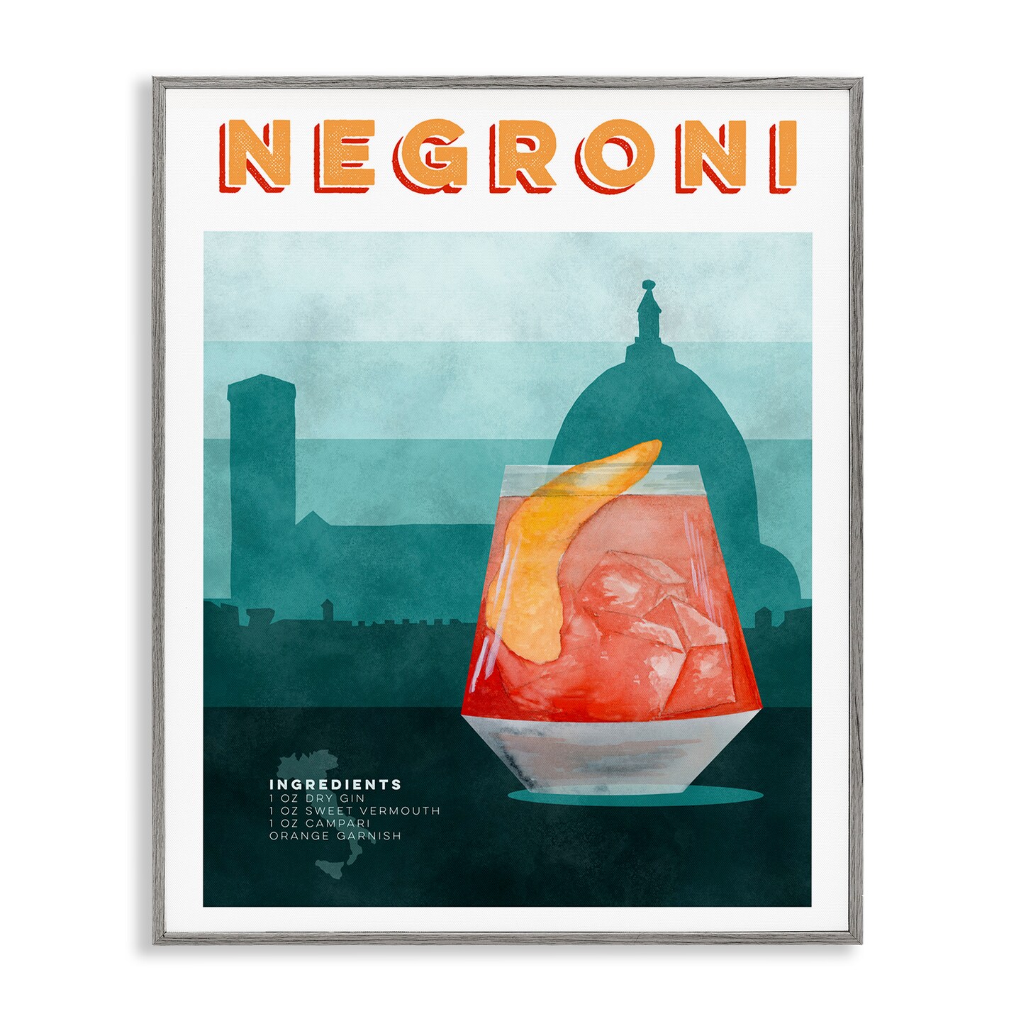 Stupell Industries Retro Negroni & Architecture Framed Giclee, design by Brett Blumenthal