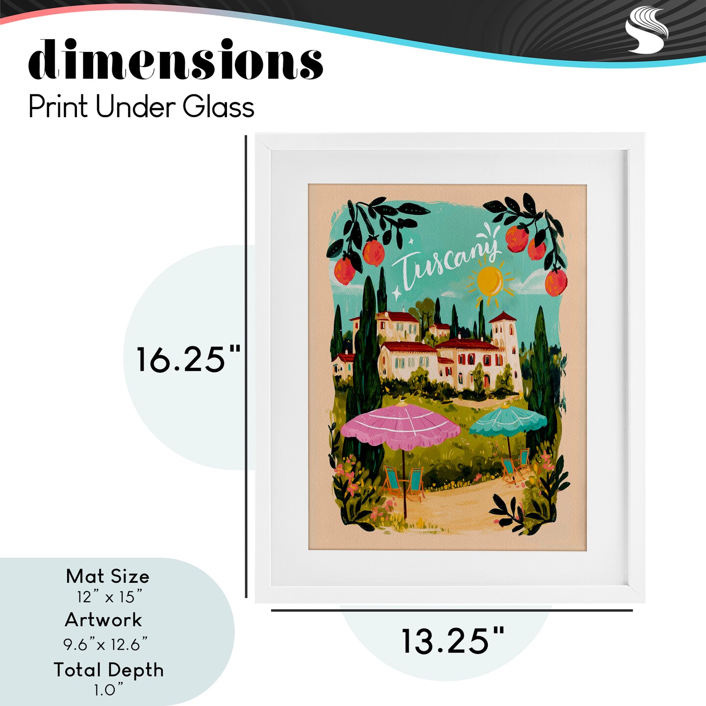 Stupell Industries Fruit Bordered Tuscany Framed Print Under Glass, design by Yen