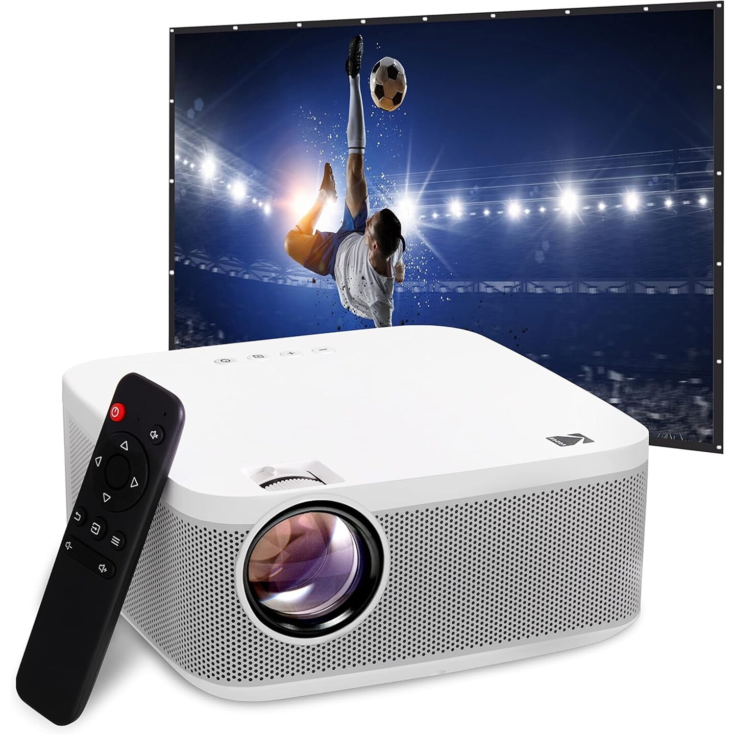 Kodak FLIK X10 Multimedia Home Projector Kit, 1080p Portable Projector w/100" Screen, Remote & More!