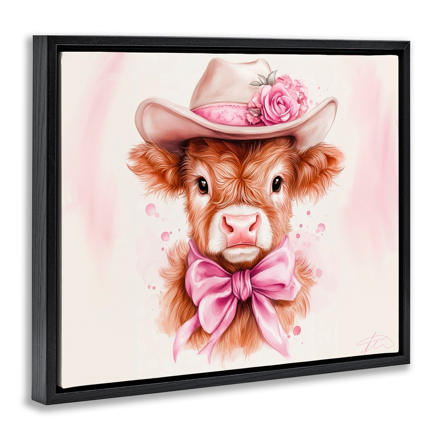 Stupell Industries Pretty In Pink Cow Floating Frame, design by Shawna Stewart
