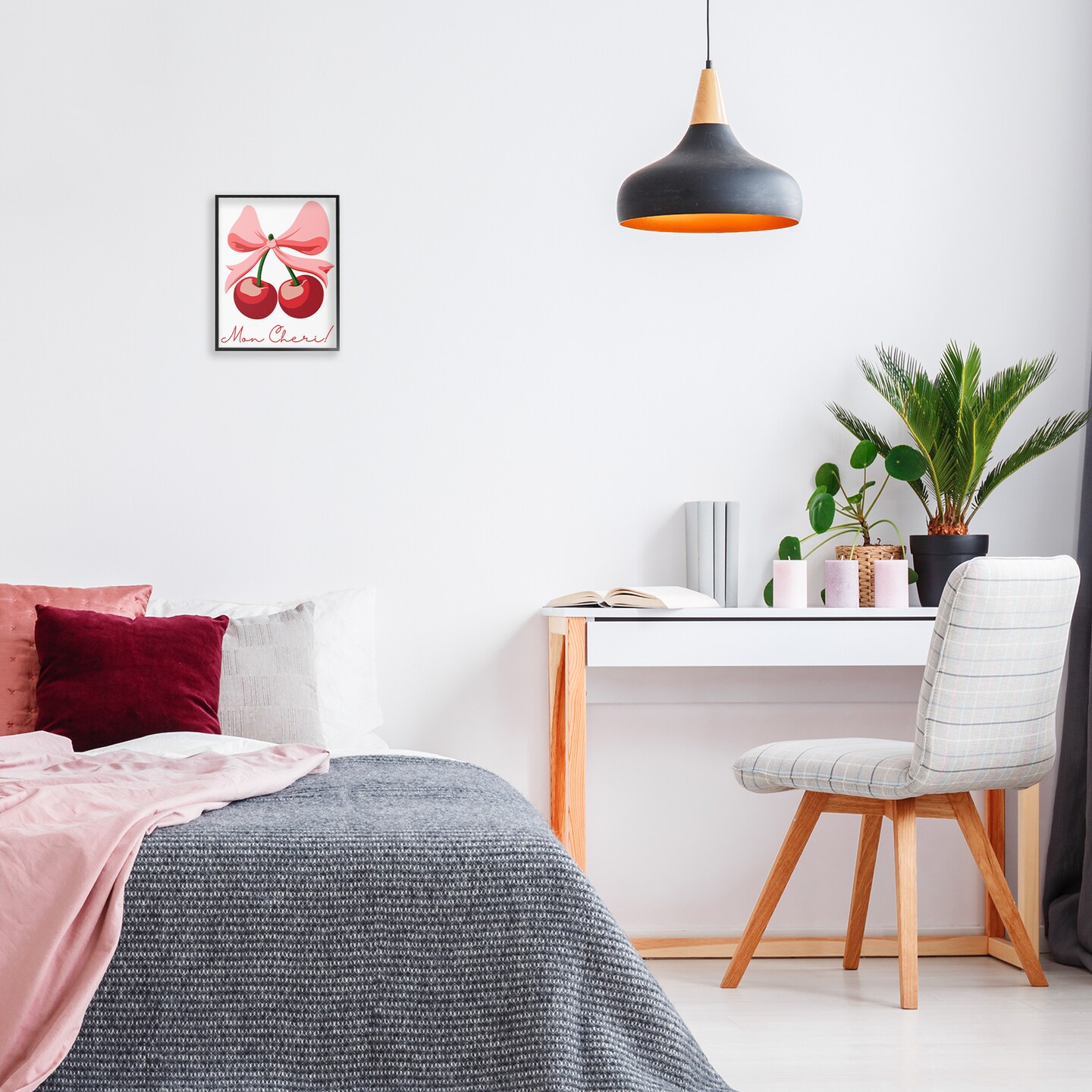 Stupell Industries Mon Cheri Bow Cherries Framed Giclee, design by Marcus Prime