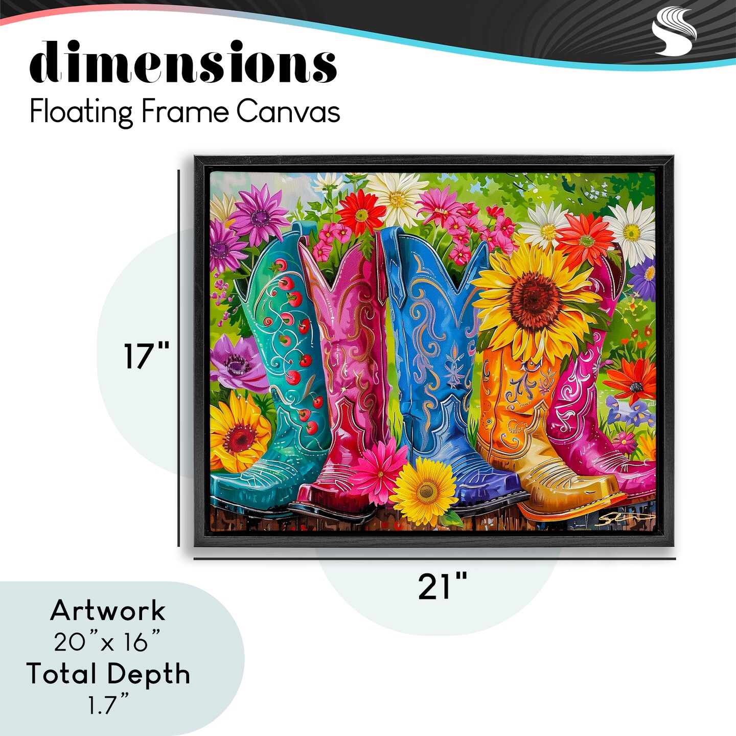Stupell Industries Cowboy Boots and Sunflowers Floating Frame, design by Shawna Stewart
