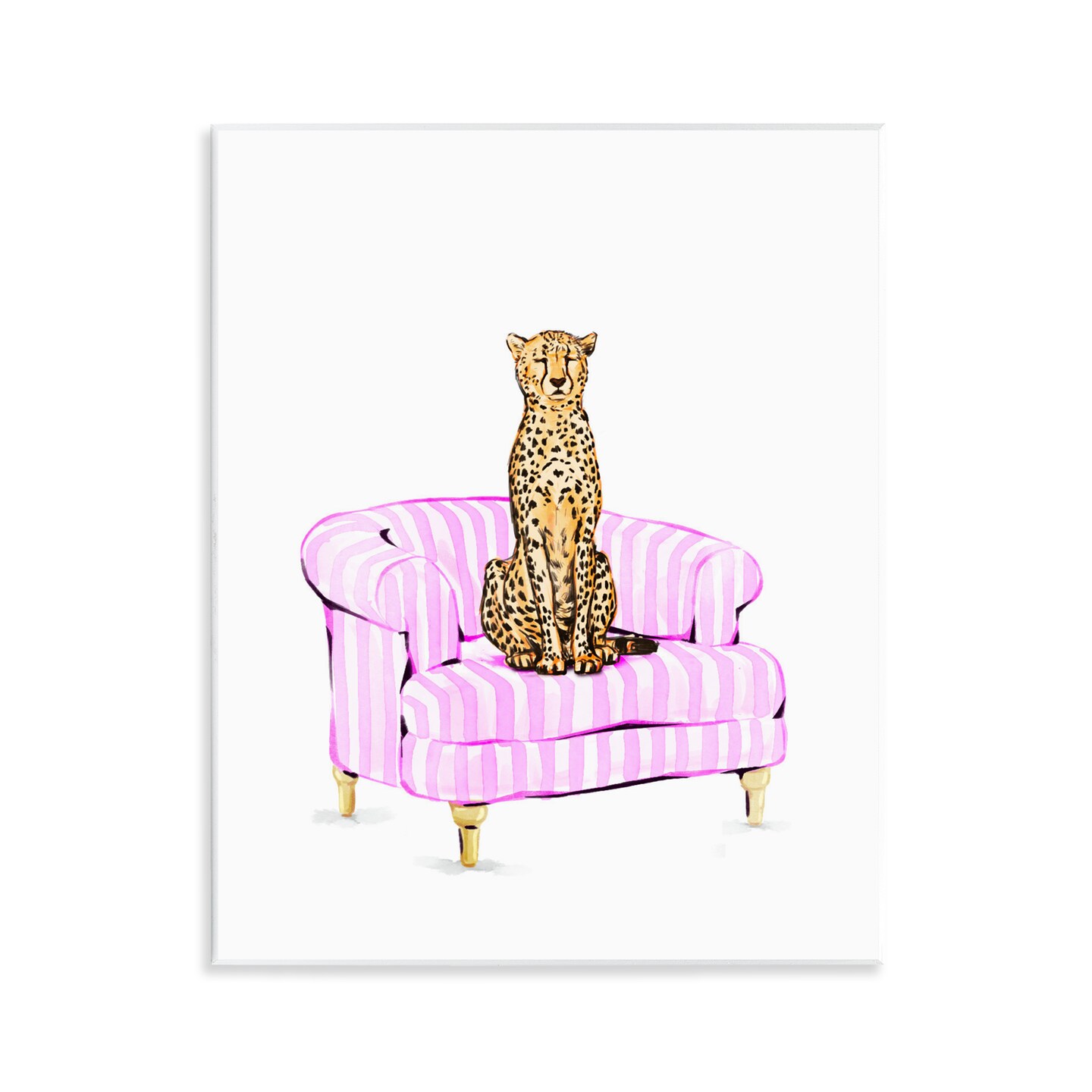 Stupell Industries Cheetah on Pink Stripe Chair Wall Plaque, design by Ziwei Li