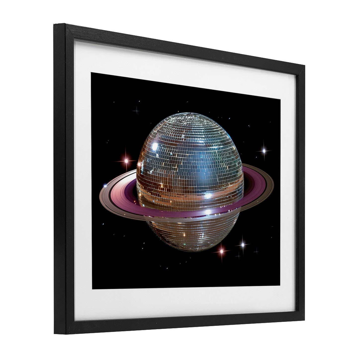 Stupell Industries Purple Disco Ball Planet Framed Print Under Glass, design by Decent Exposures