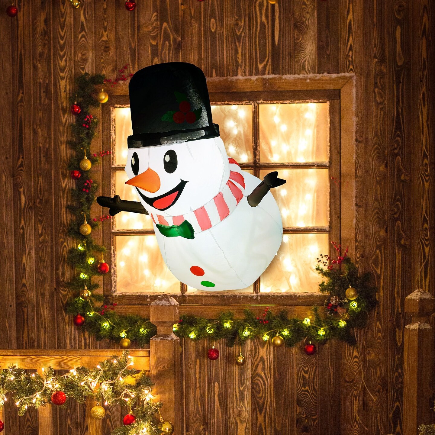 Edge Collections - 31.5" x 29.5" - White - Illuminated Outdoor Snowman Inflatable Decoration - 1 Piece