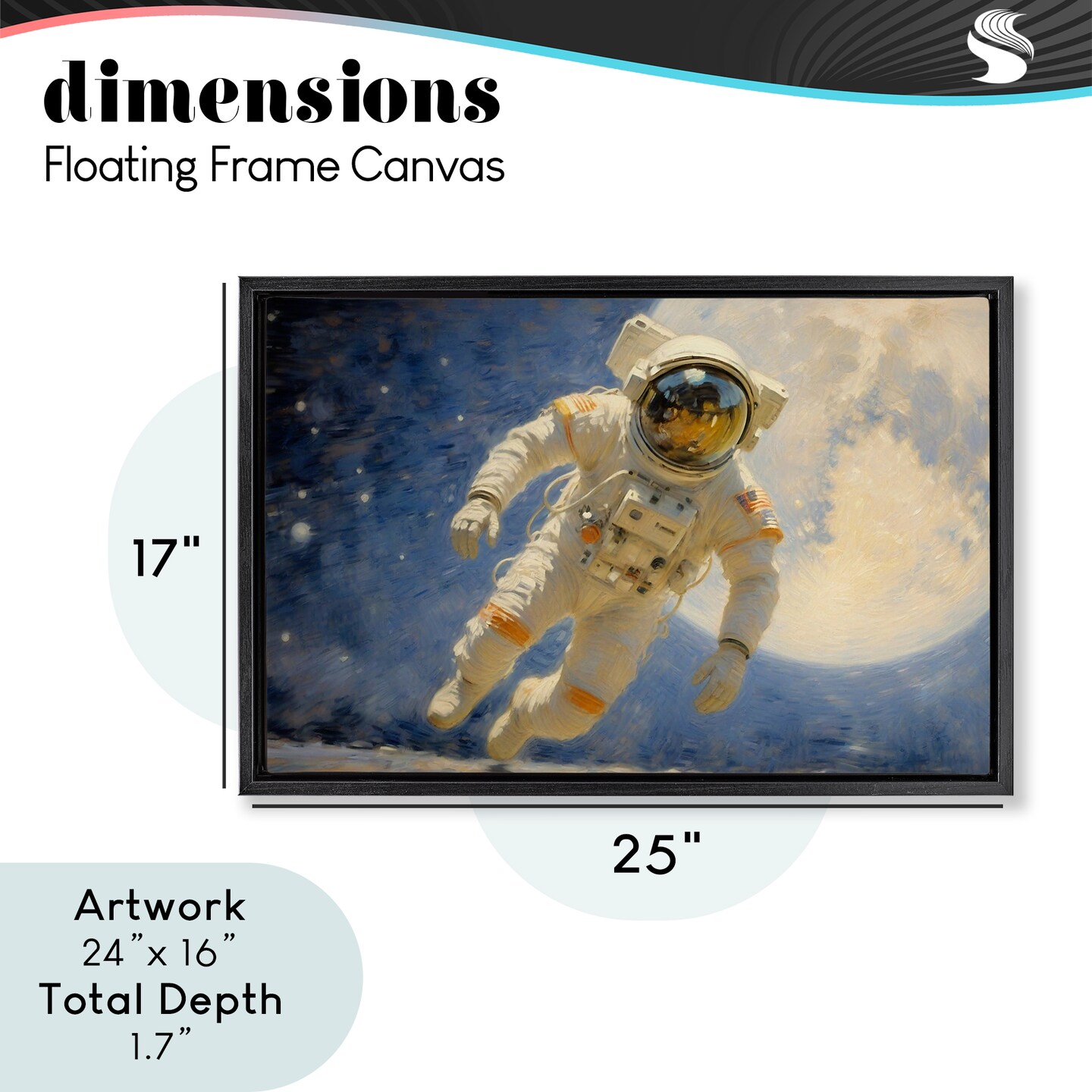 Stupell Industries Astronaut in Vast Galaxy Floating Frame, design by Angie Hawke