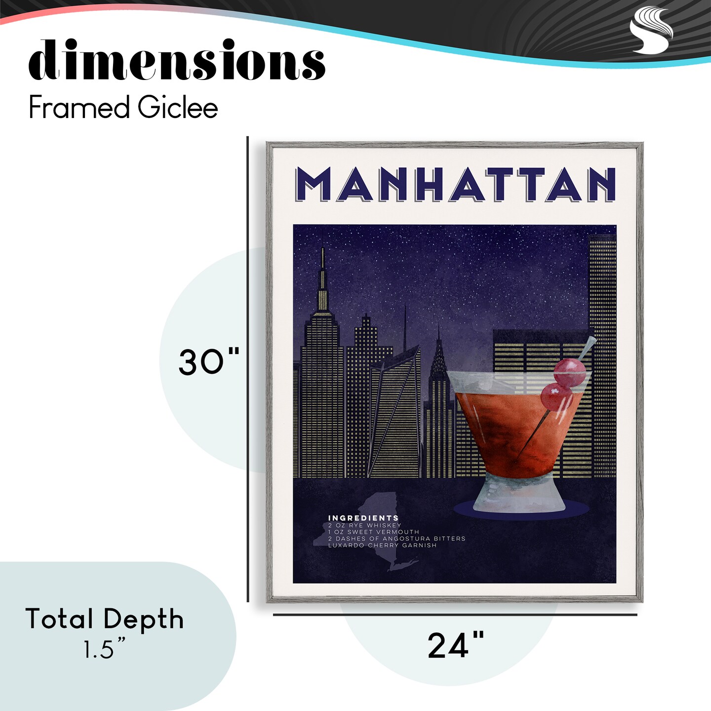 Stupell Industries Retro Manhattan Cocktail Cityscape Framed Giclee, design by Brett Blumenthal