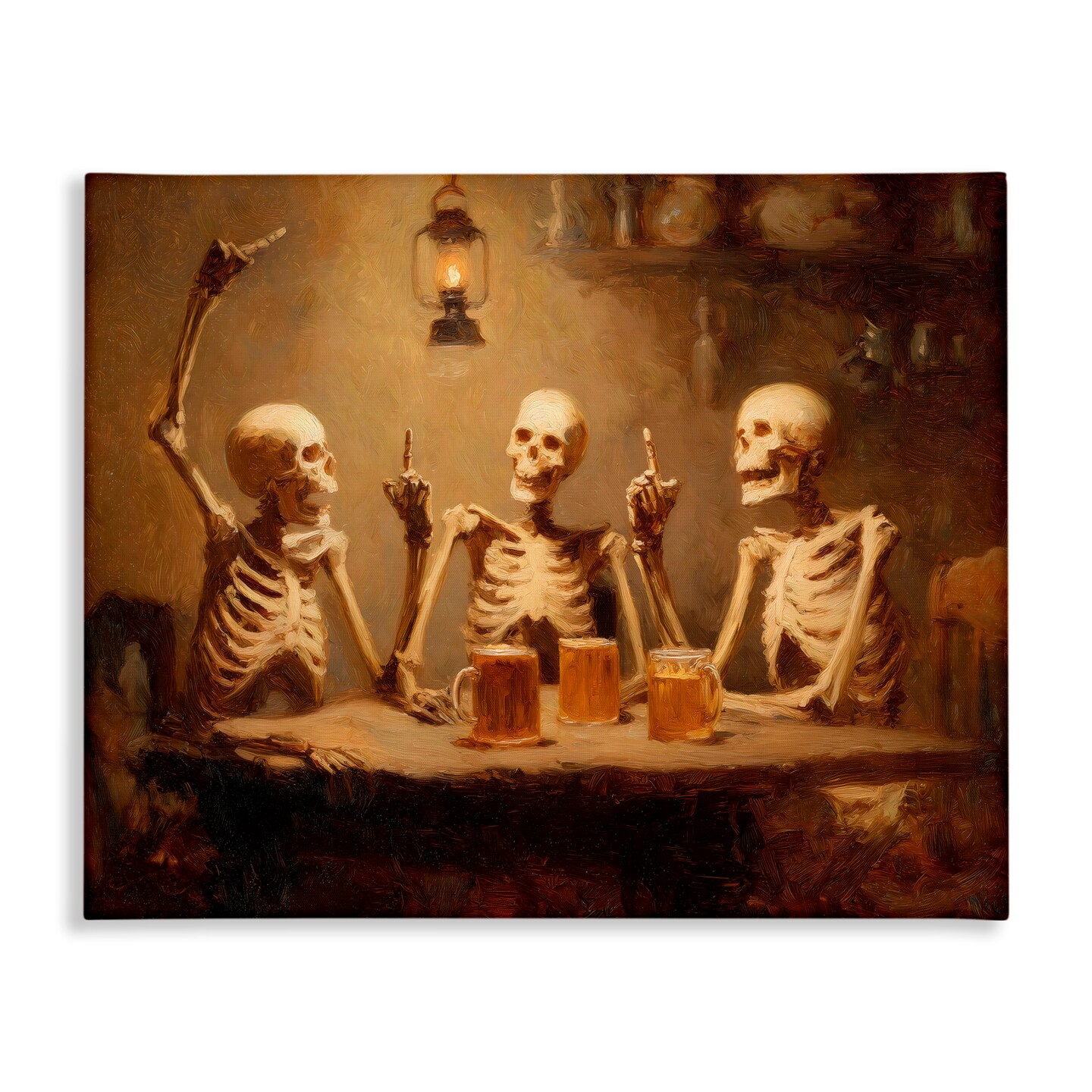 Stupell Industries Skeletons Drinking at Tavern Canvas, design by Arlington Prints
