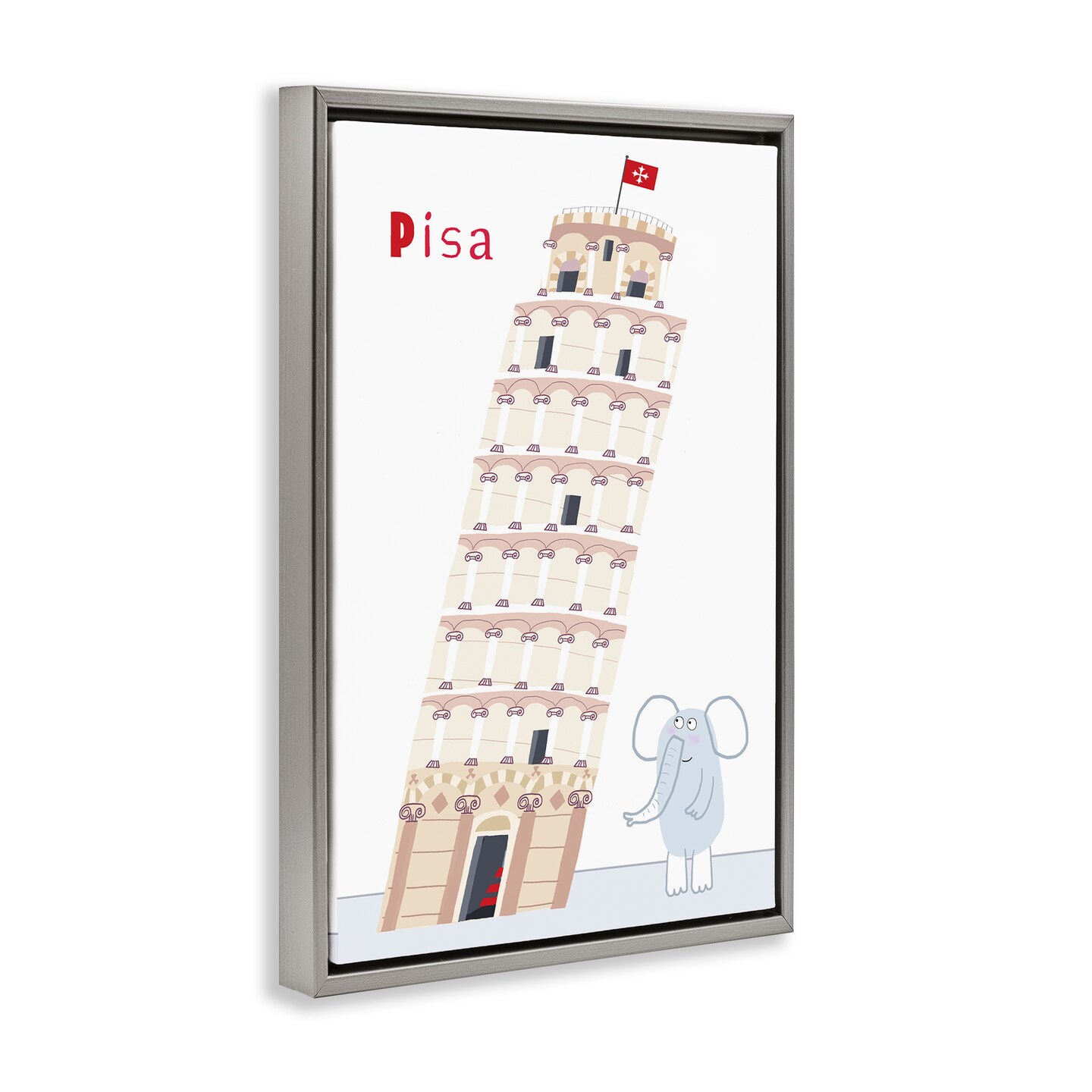 Stupell Industries Elephant & Leaning Tower Pisa Floating Frame, design by Carla Daly
