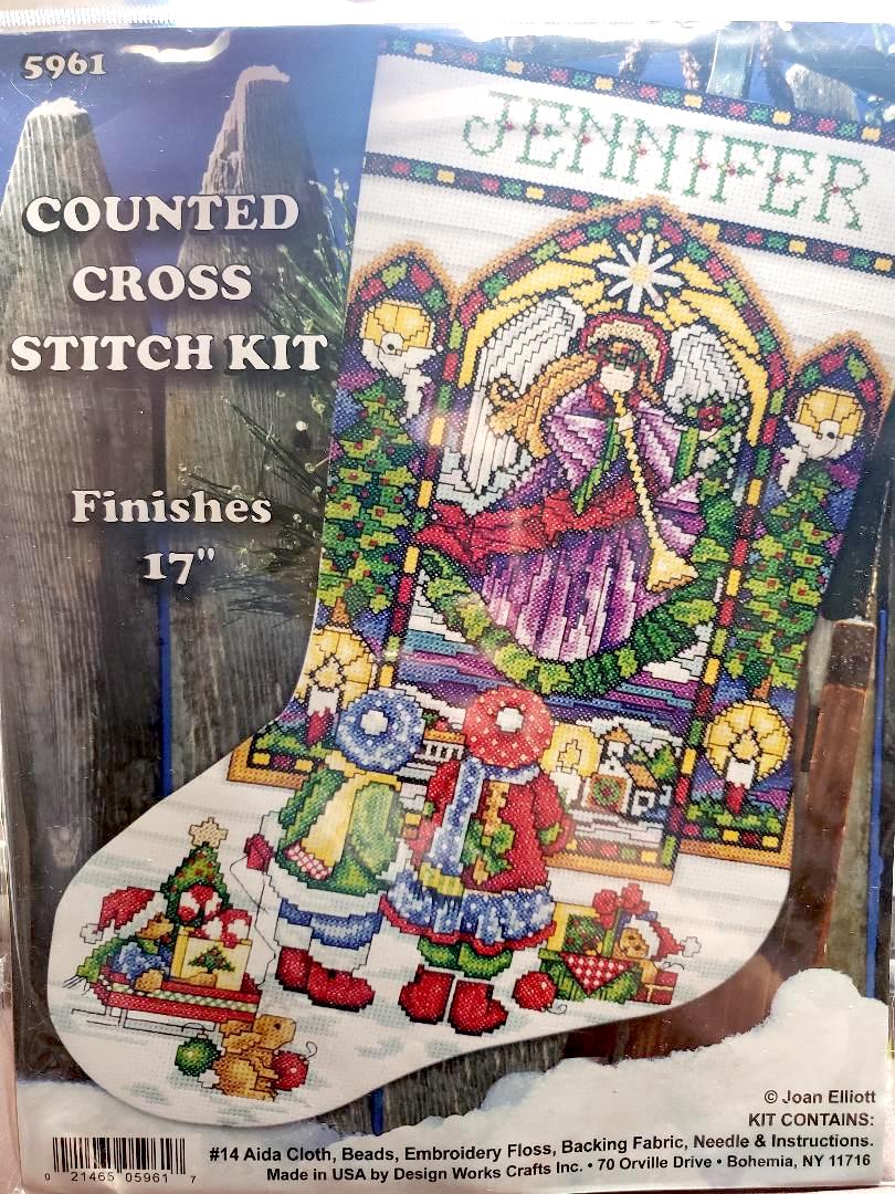 DIY Design Works Stained Glass Window Counted Cross Stitch Stocking Kit 5961