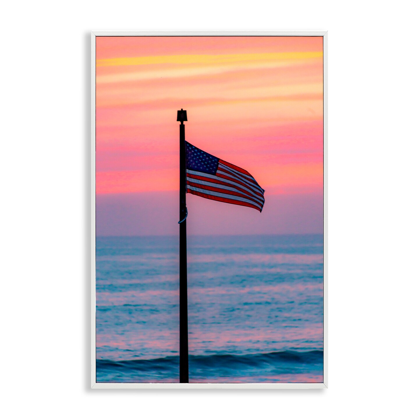 Stupell Industries USA Flag Against Sunset Framed Giclee, design by Jeff Poe Photography