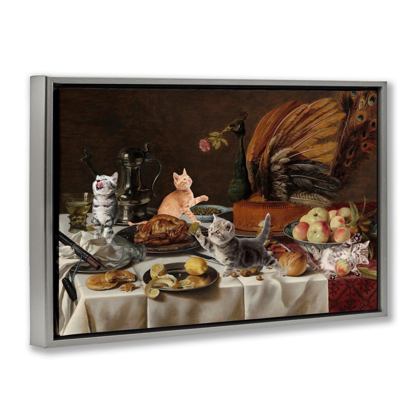 Stupell Industries Kittens on Still Life Feast Floating Frame, design by Masters Redux
