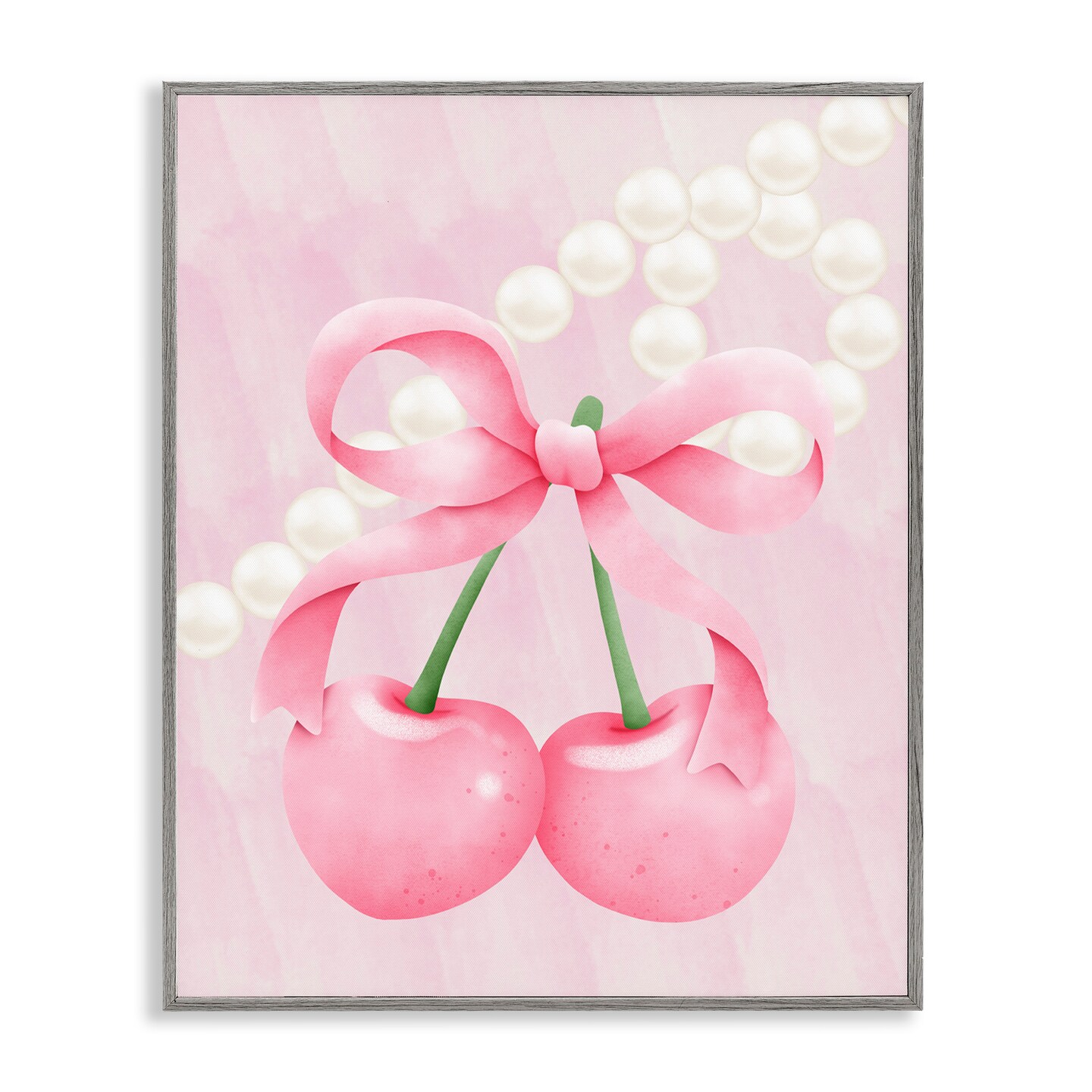 Stupell Industries Pastel Cherries with Pearls Framed Giclee, design by Jesse Keith