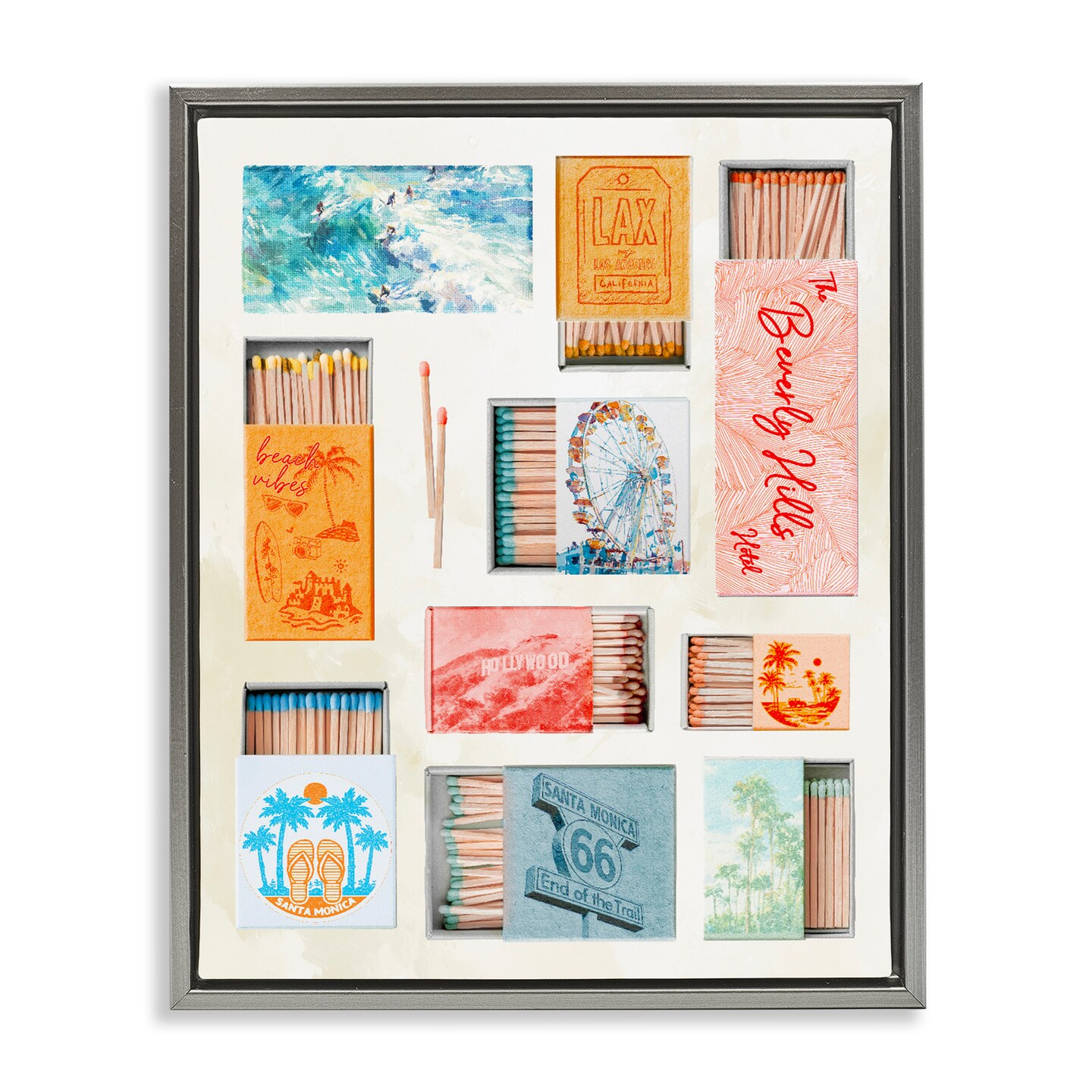 Stupell Industries California Beach Matchboxes Floating Frame, design by Ziwei Li