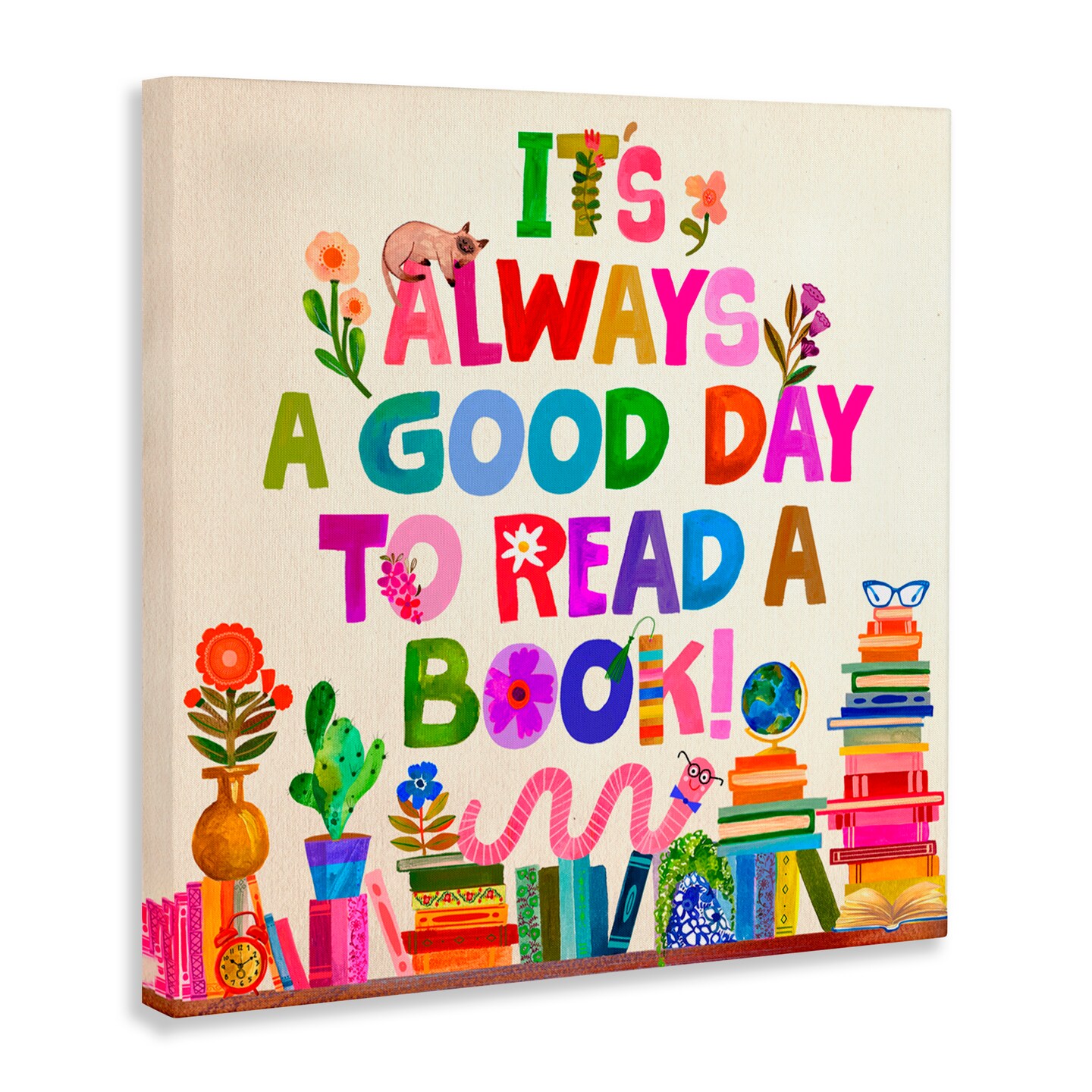 Stupell Industries Good Day To Read A Book Canvas, design by Katherine Herrell Studio