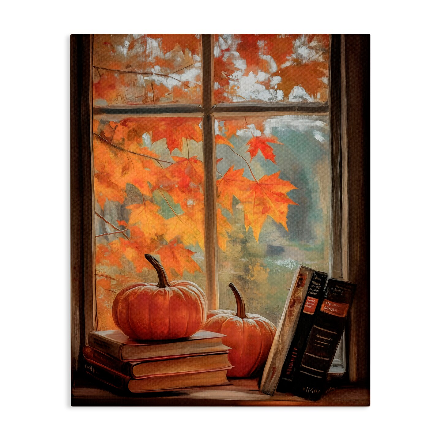 Stupell Industries Cozy Fall Window Books Canvas, design by Arlington Prints