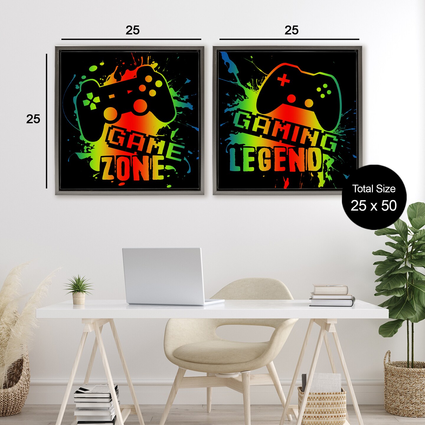 Stupell Industries Gradient Gaming Phrases 2pc Floating Frame Set, design by Marcus Prime