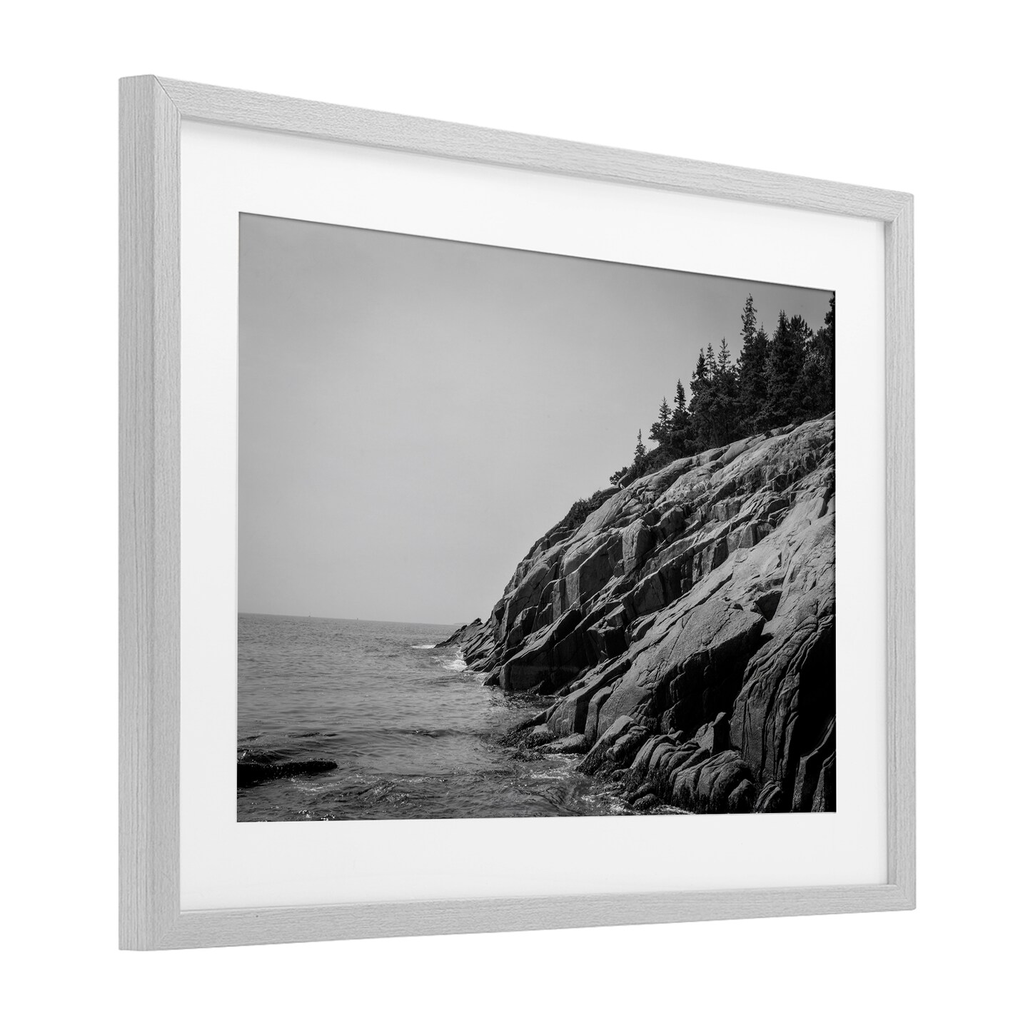 Stupell Industries Steep Ocean Cliff Side Framed Print Under Glass, design by James Rodewald