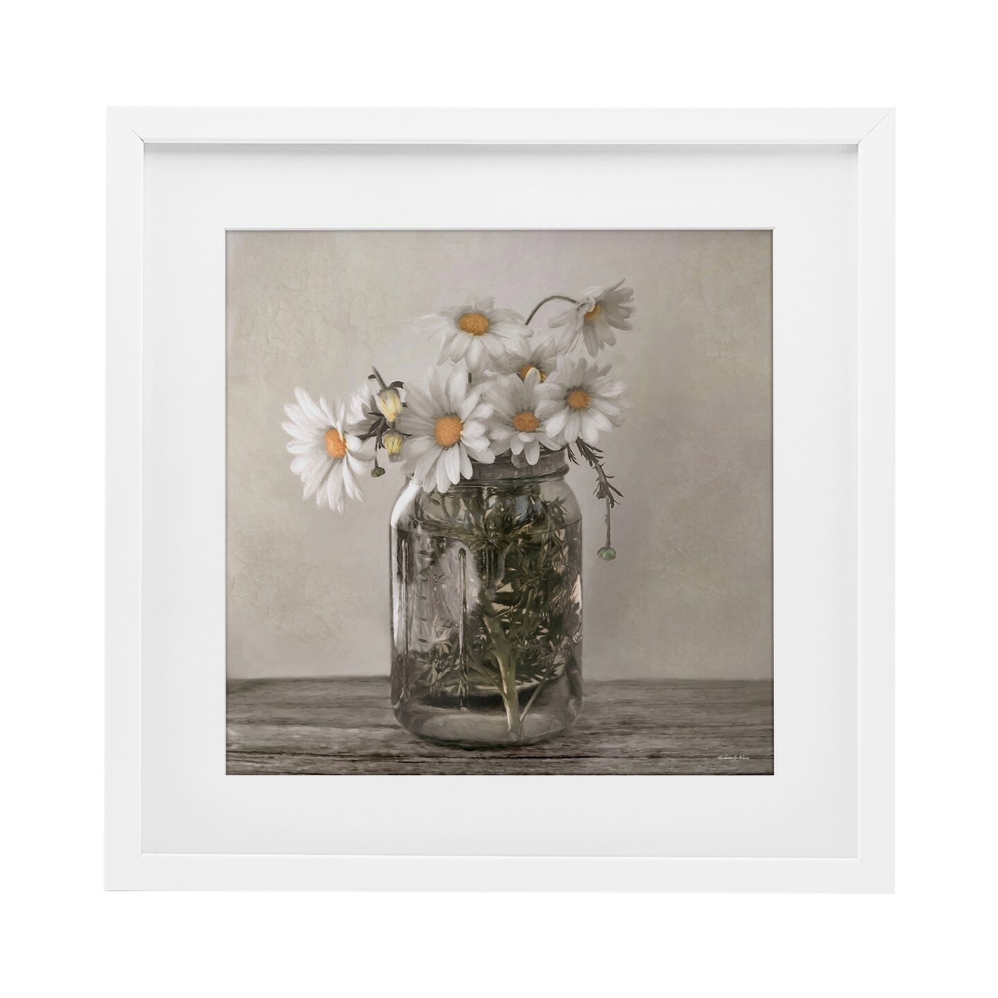 Stupell Industries Joy In A Jar Daisies Framed Print Under Glass, design by Robin-Lee Viera