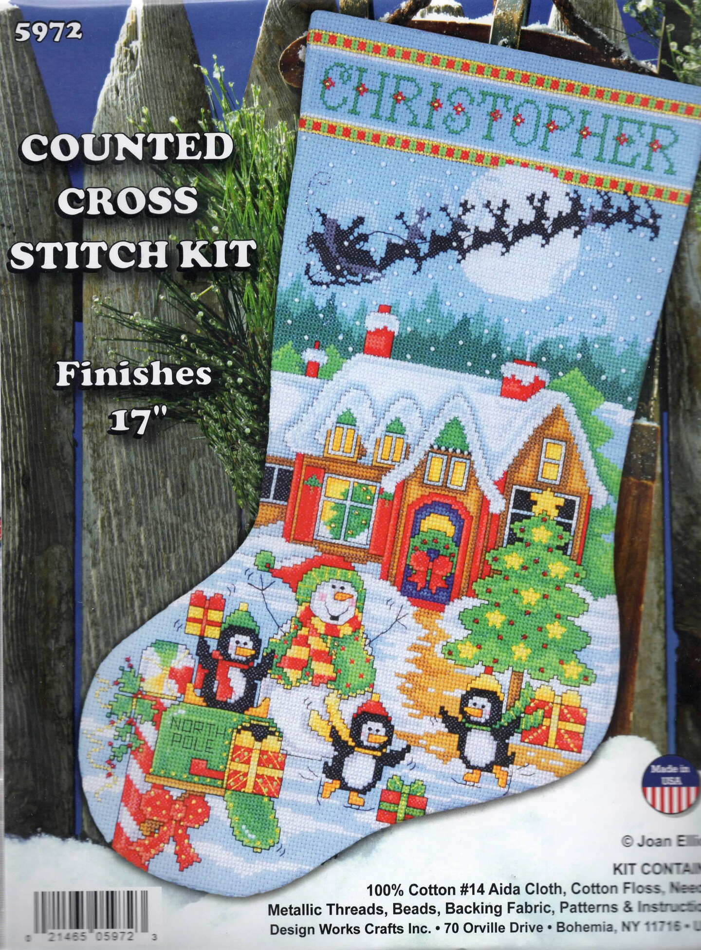 DIY Design Works Penguin Party Christmas Counted Cross Stitch Stocking Kit 5972