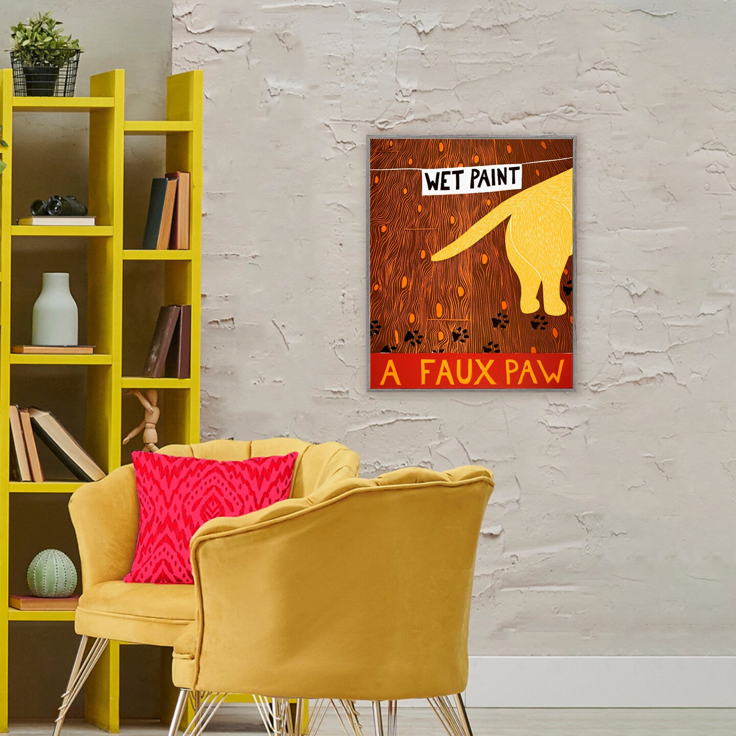 Stupell Industries Wet Paint Faux Paw Framed Giclee, design by Stephen Huneck