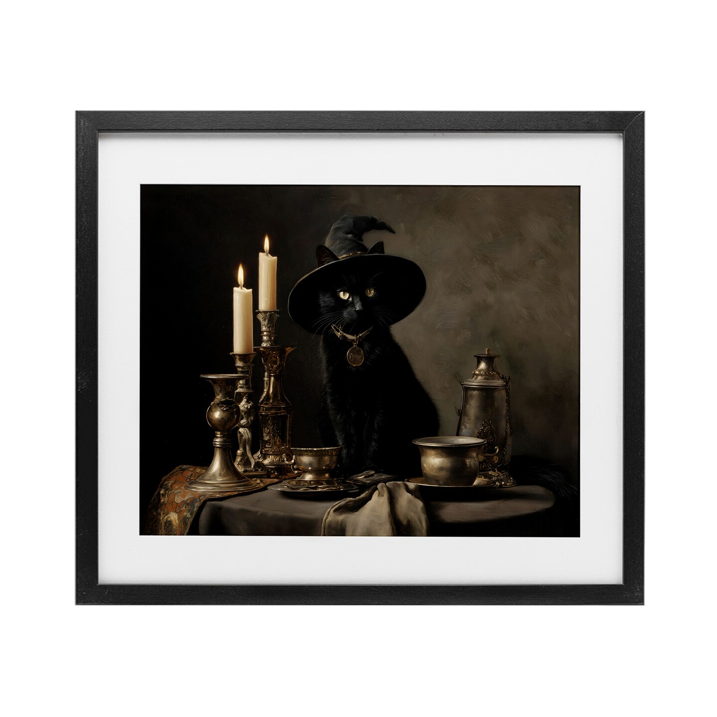 Stupell Industries Vintage Witchy Black Cat Framed Print Under Glass, design by Arlington Prints