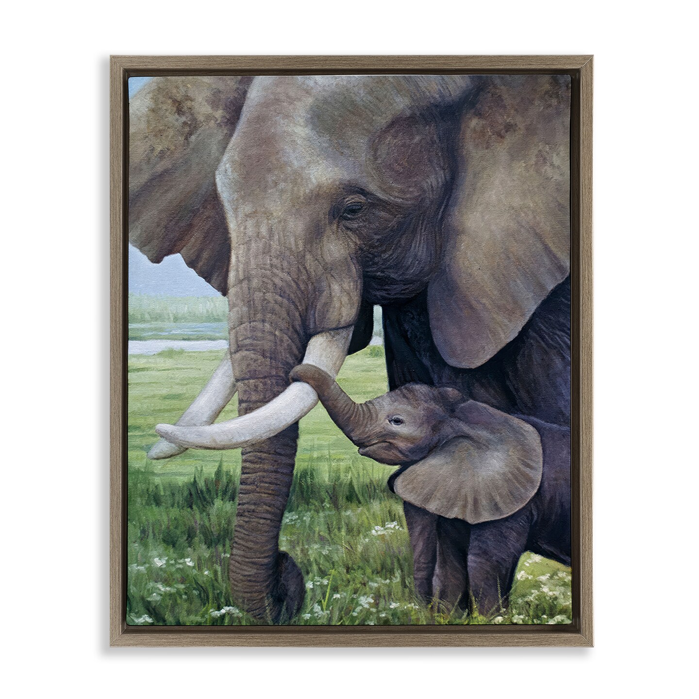 Stupell Industries Baby Elephant And Mother Floating Frame, design by James Corwin