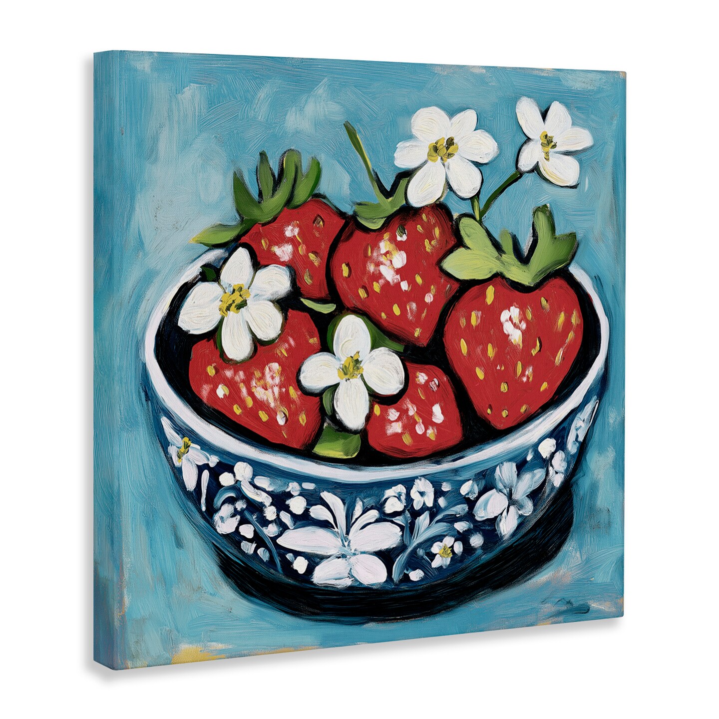 Stupell Industries Strawberries in Blue Bowl Canvas, design by Gina Kelly