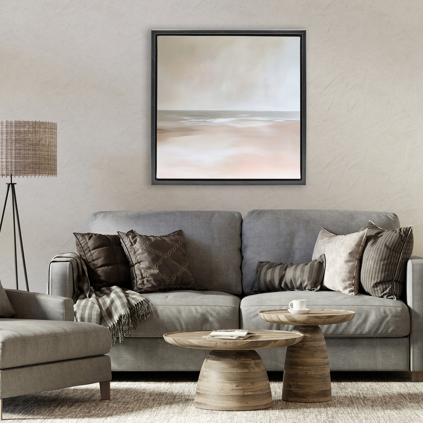 Stupell Industries Muted Landscape Soft Coast Floating Frame, design by Petal Prints Design