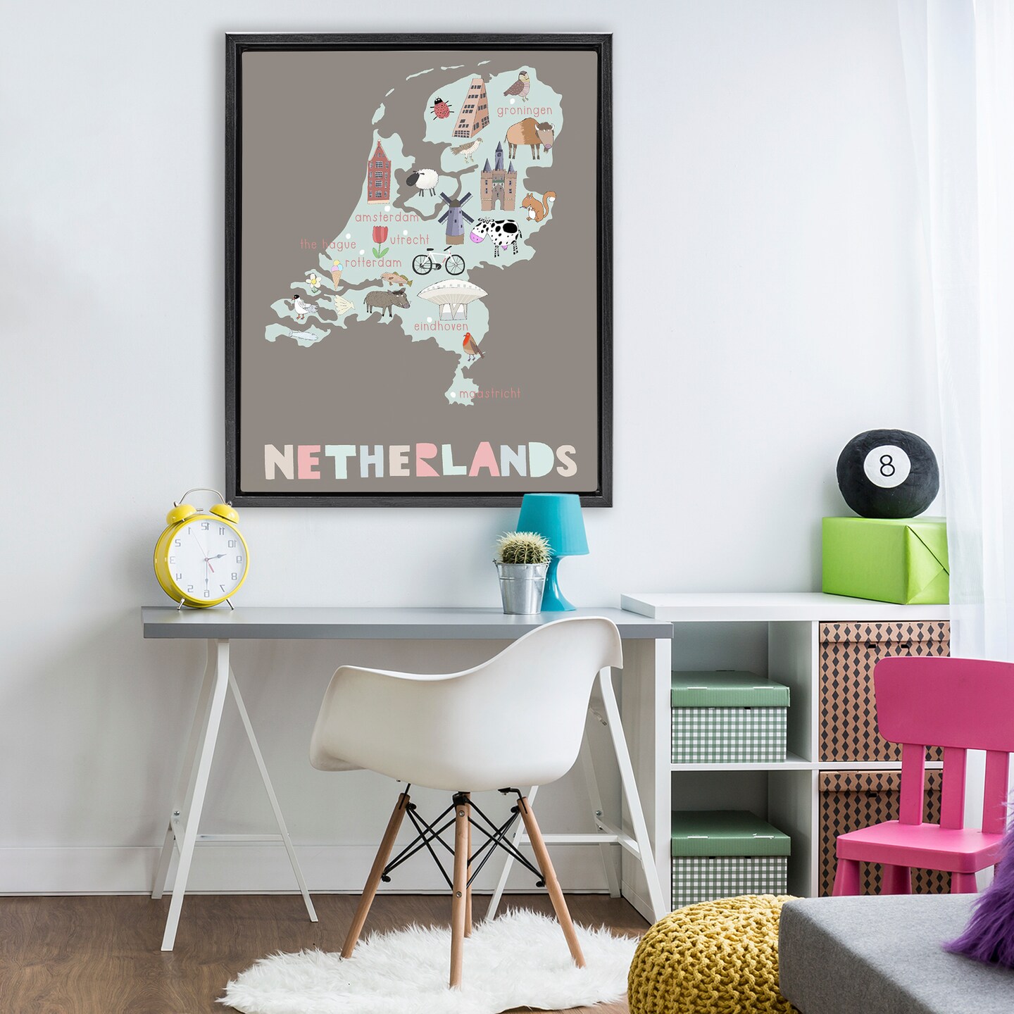 Stupell Industries Kid's Map of Netherlands Floating Frame, design by Carla Daly