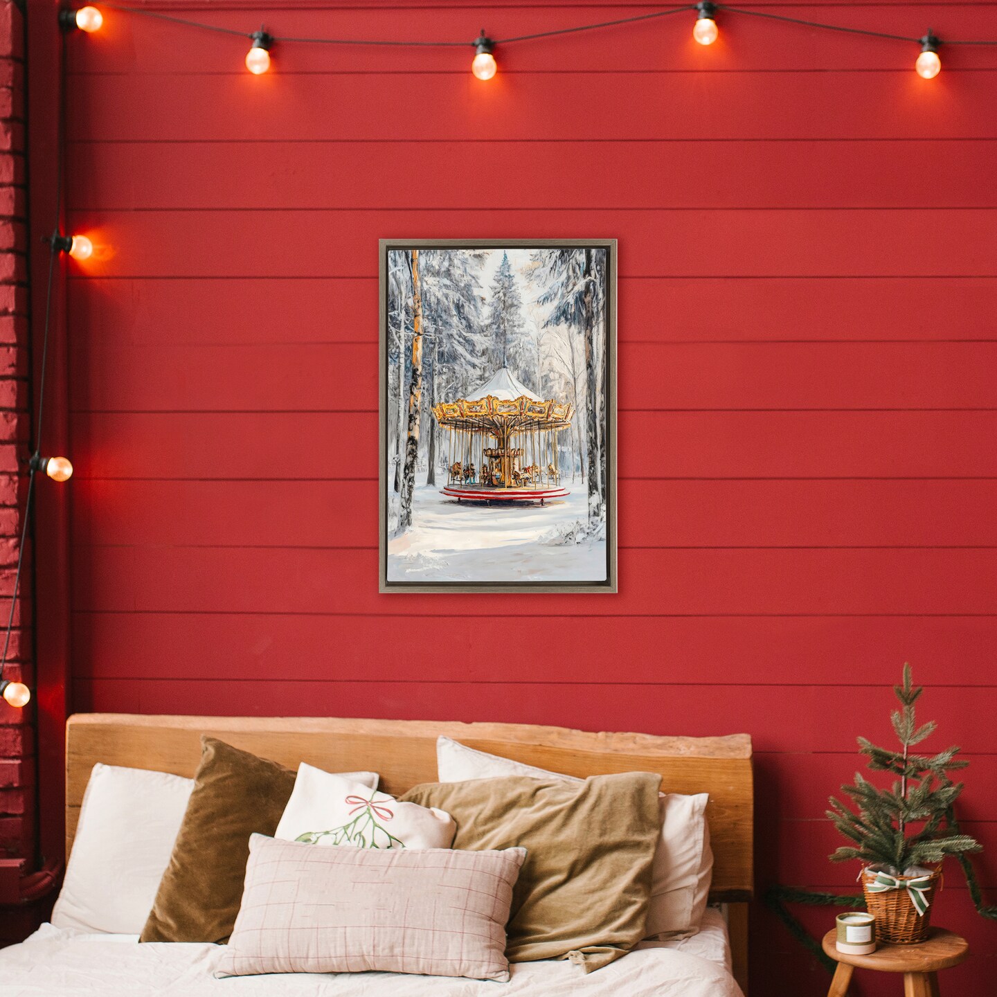 Stupell Industries Winter Wonderland Carousel Floating Frame, design by Petal Prints Design