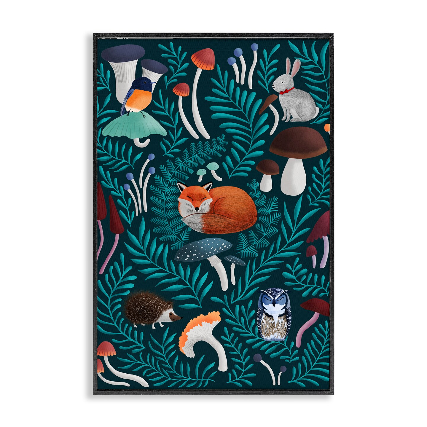 Stupell Industries Woodland Animals & Botanical Sprigs Framed Giclee, design by Metka Hiti