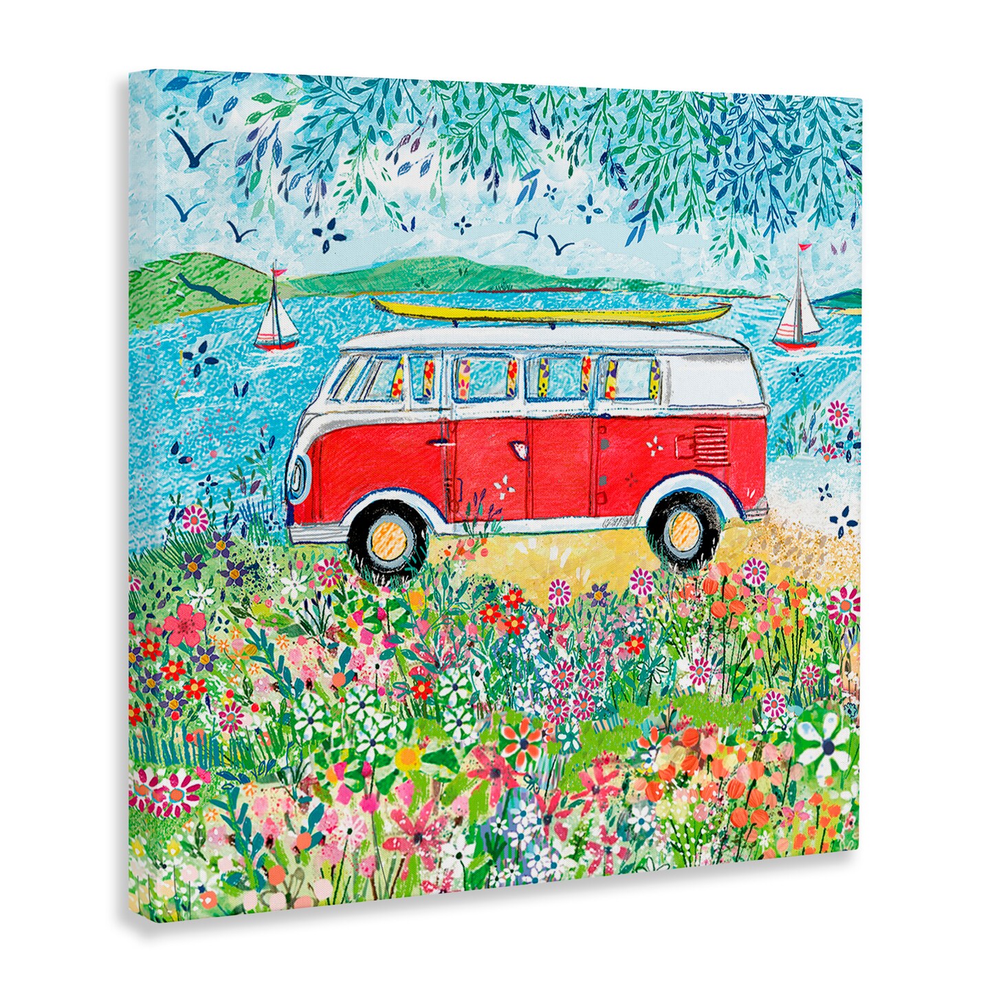 Stupell Industries Red Campervan Ready For Surf Canvas, design by Clare Tupper