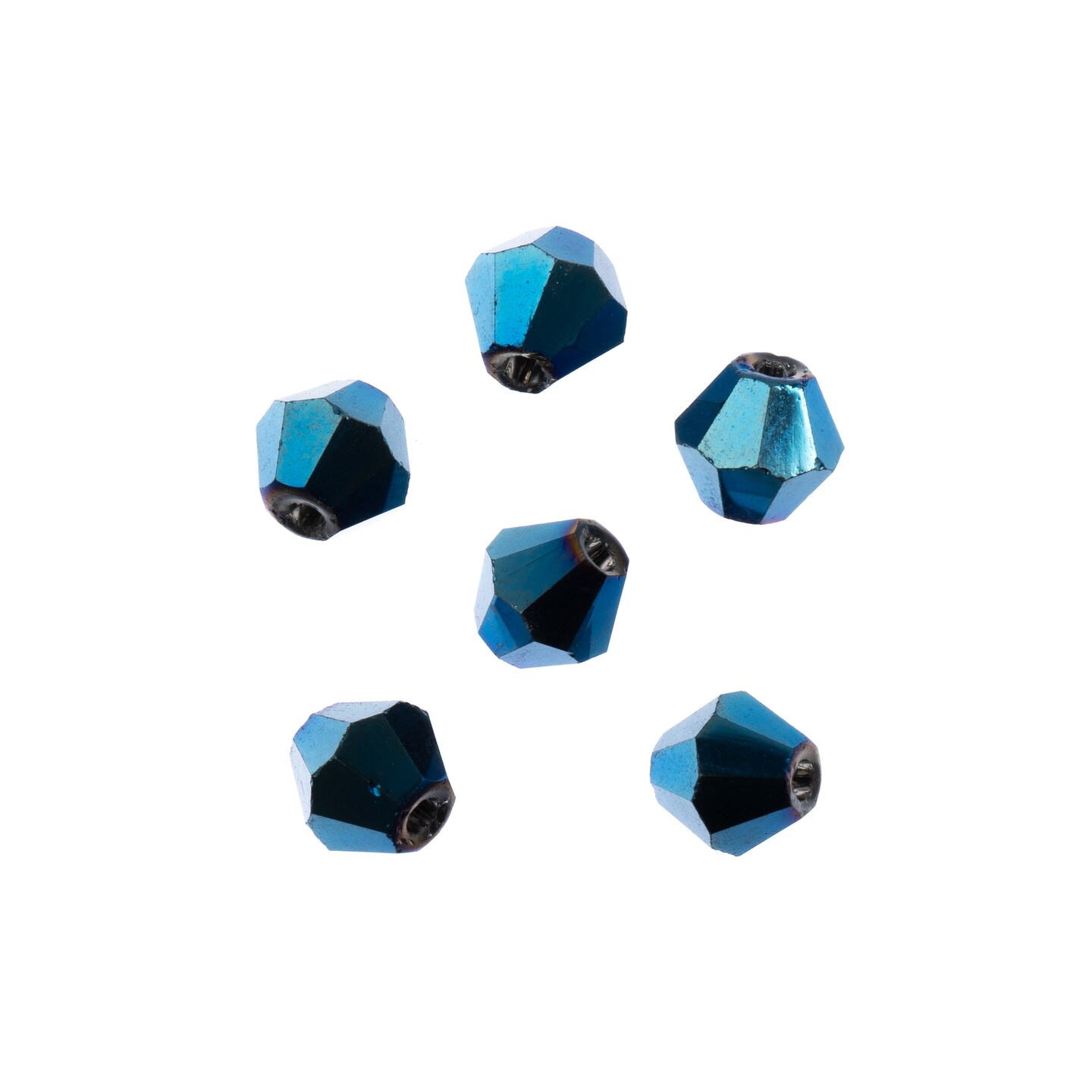 Crystal Lane DIY 2-Strand 7in Opaque Iris Finish Glass Bicone Bead Strands