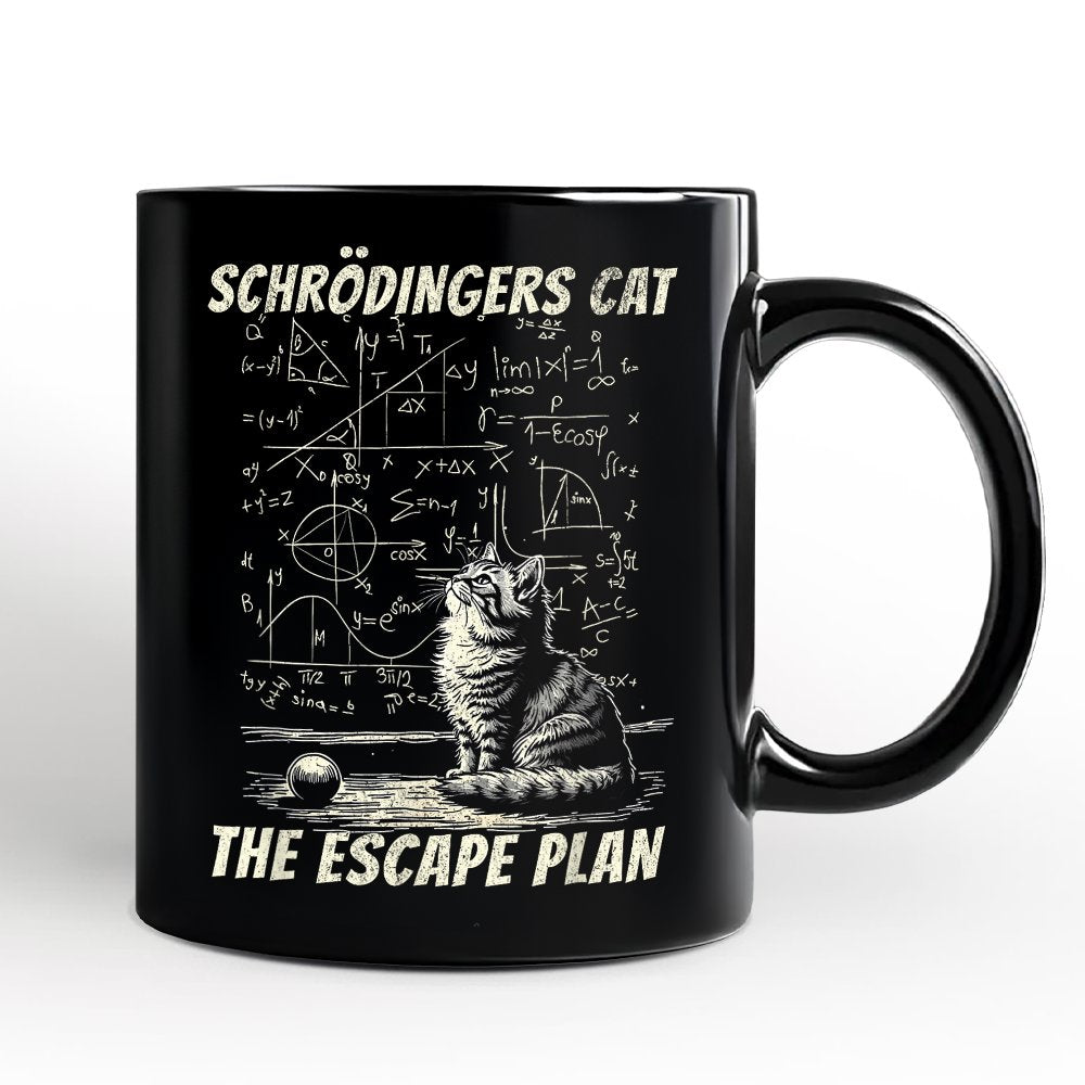 Schrödinger’s Cat The Escape Plan Physics Humor Mug, Funny Science Nerd Gift