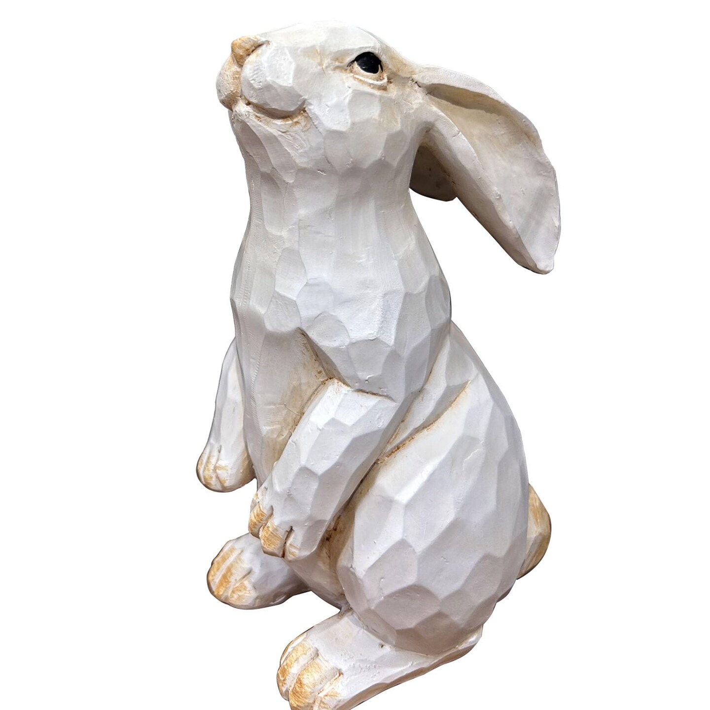 Easter Bunny Decoration, Decorative Farmhouse Modern Standing White Rabbit Bunny Figurine, Home Decor Accents Carved Rustic Distressed Animal Bunny Rabbits Ornaments