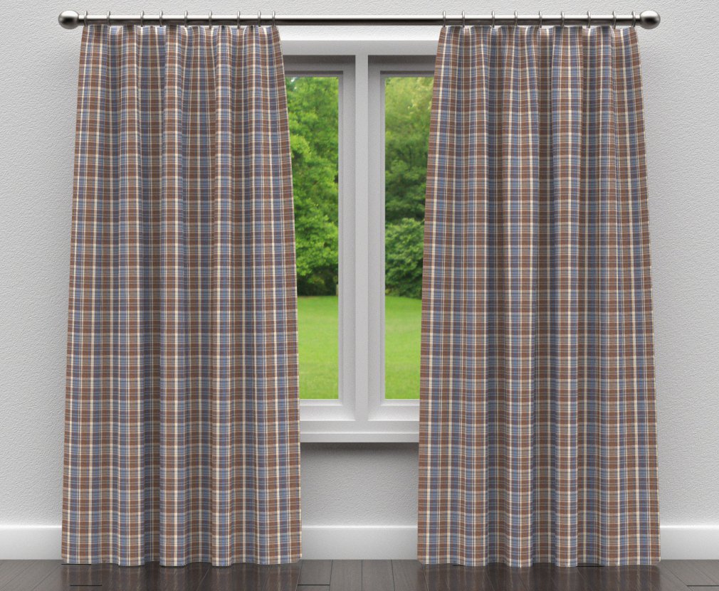 Wedgewood Plaid - Blue,Brown Plaid Upholstery Fabric 54 Inches"