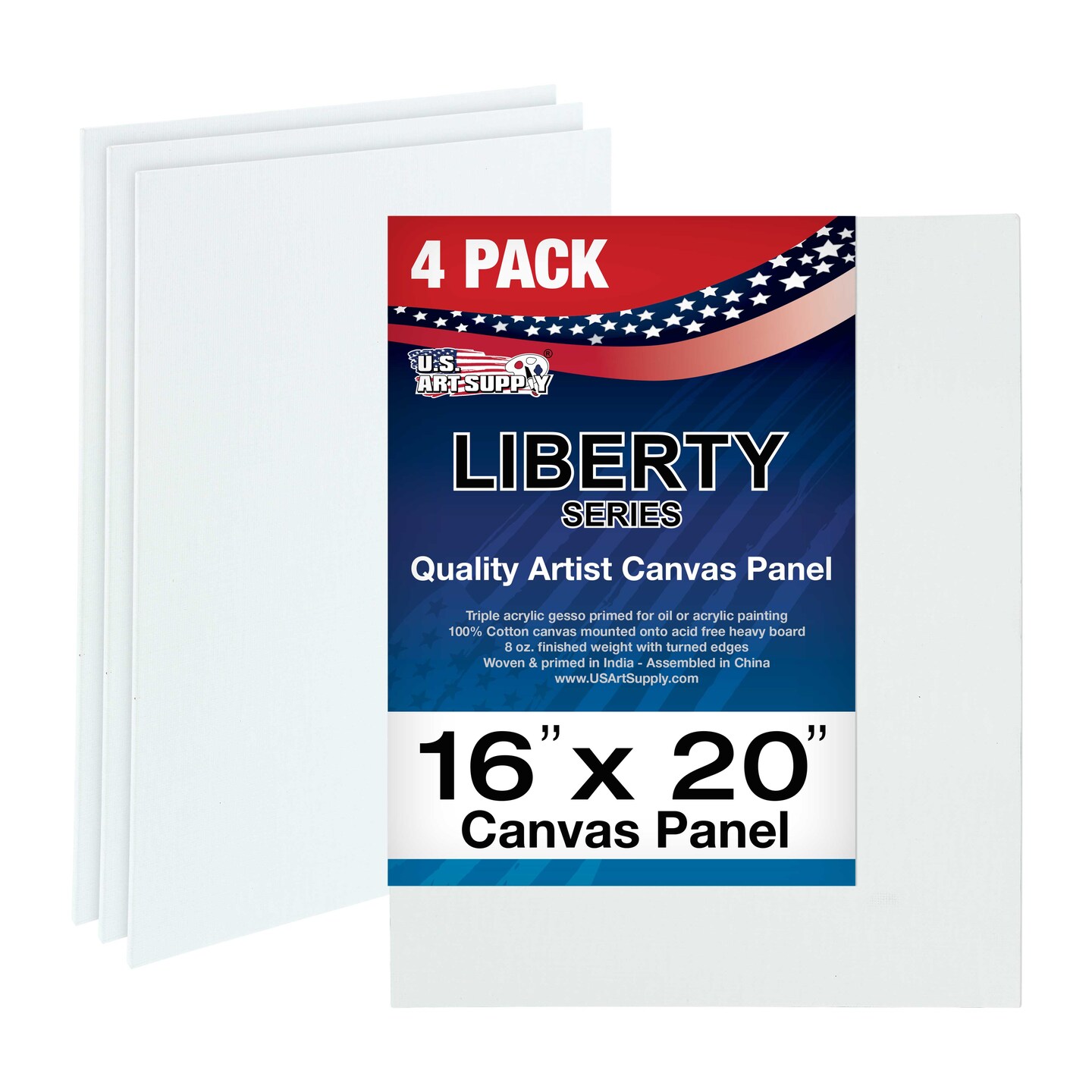 16&#x22; x 20&#x22; Professional Artist Quality Acid Free Canvas Panel Boards for Painting 4-Pack