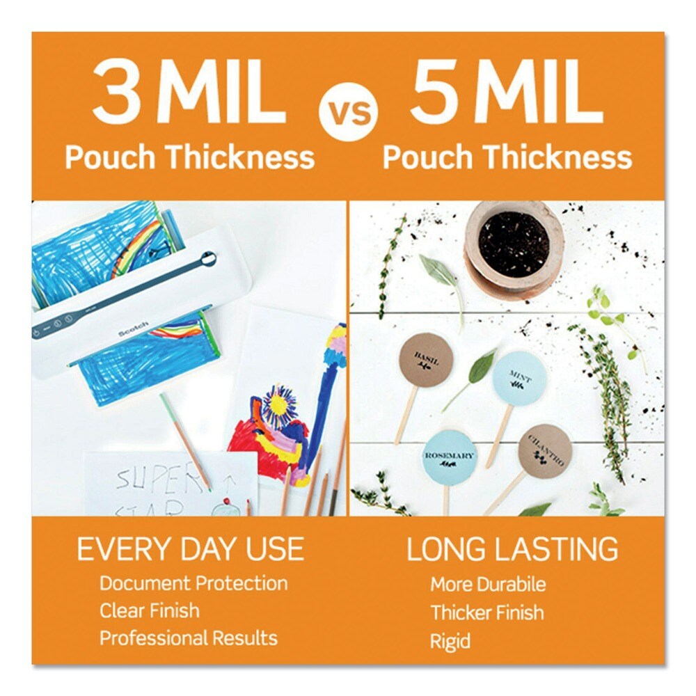 Scotch 3.75 in. x 2.38 in. 5 mil Laminating Pouches - Gloss Clear (100/Pack)