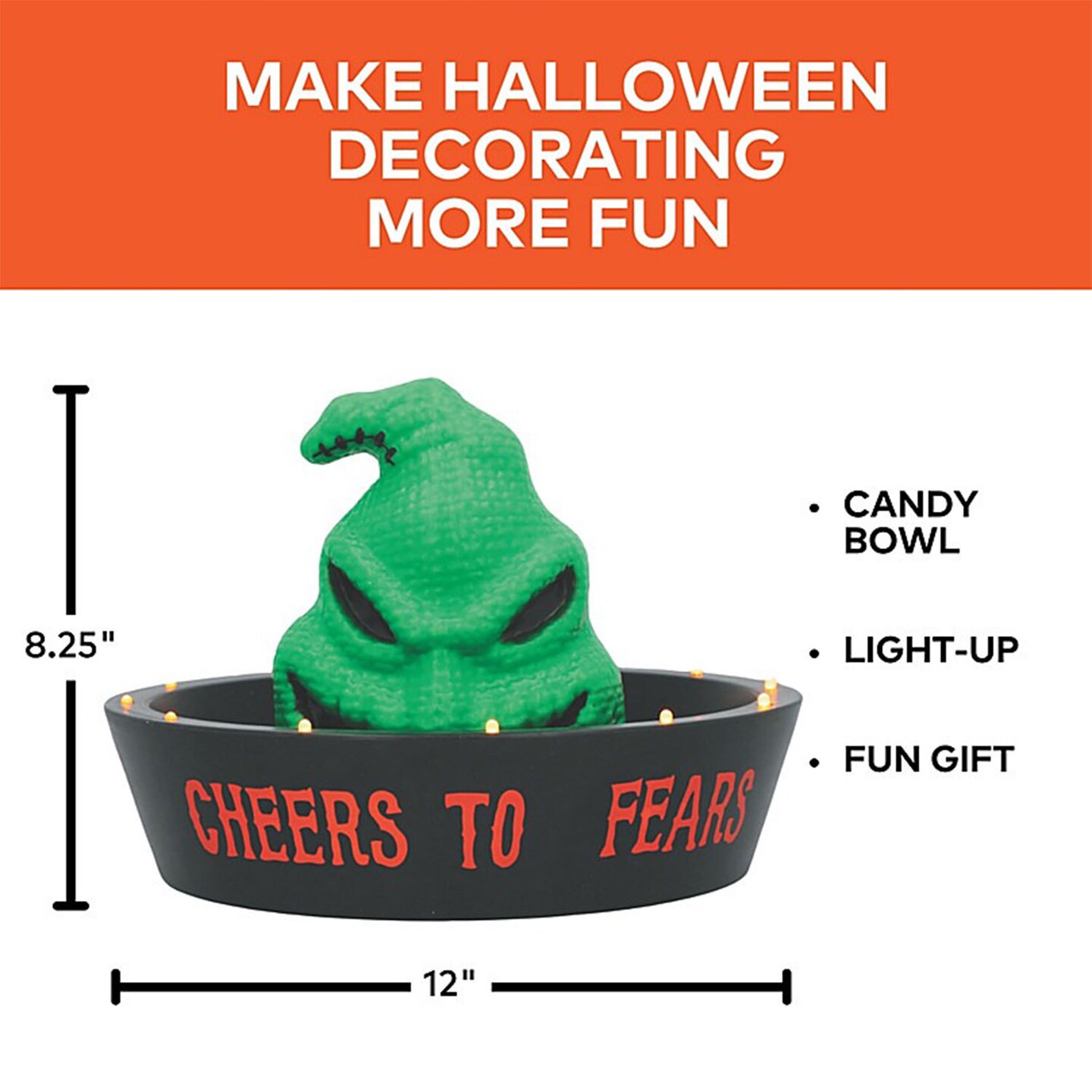 Nightmare Before Christmas Oogie Boogie Light-Up Candy Bowl 12 Inch