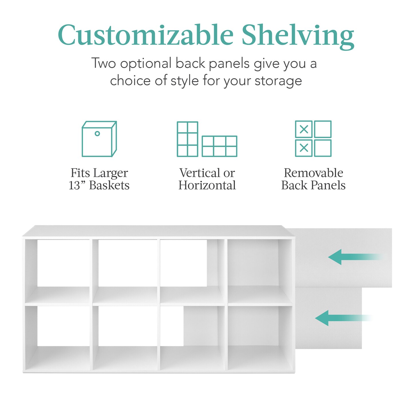 Best Choice Products 8-Cube Bookshelf, 13.5in Display Storage System, Organizer w/ Removable Back Panels