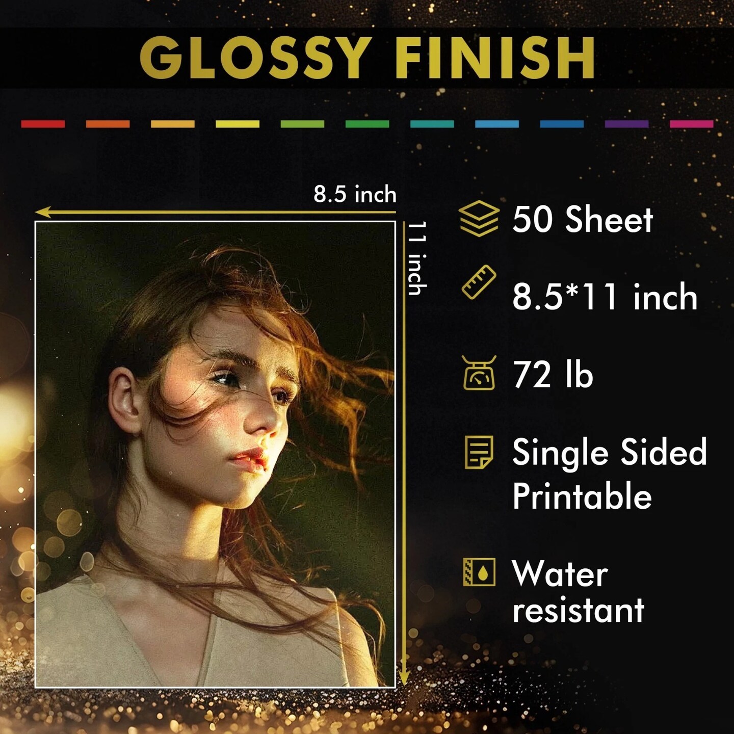 A-SUB Premium Glossy Photo Paper for Inkjet, 72 lb, Assorted Sizes